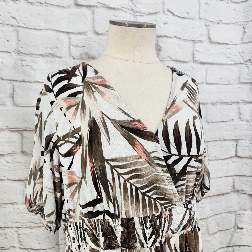 Old Navy Midi Dress Tropical Hawaiian Vacation Boho‎ Cruise High Low Floral XL